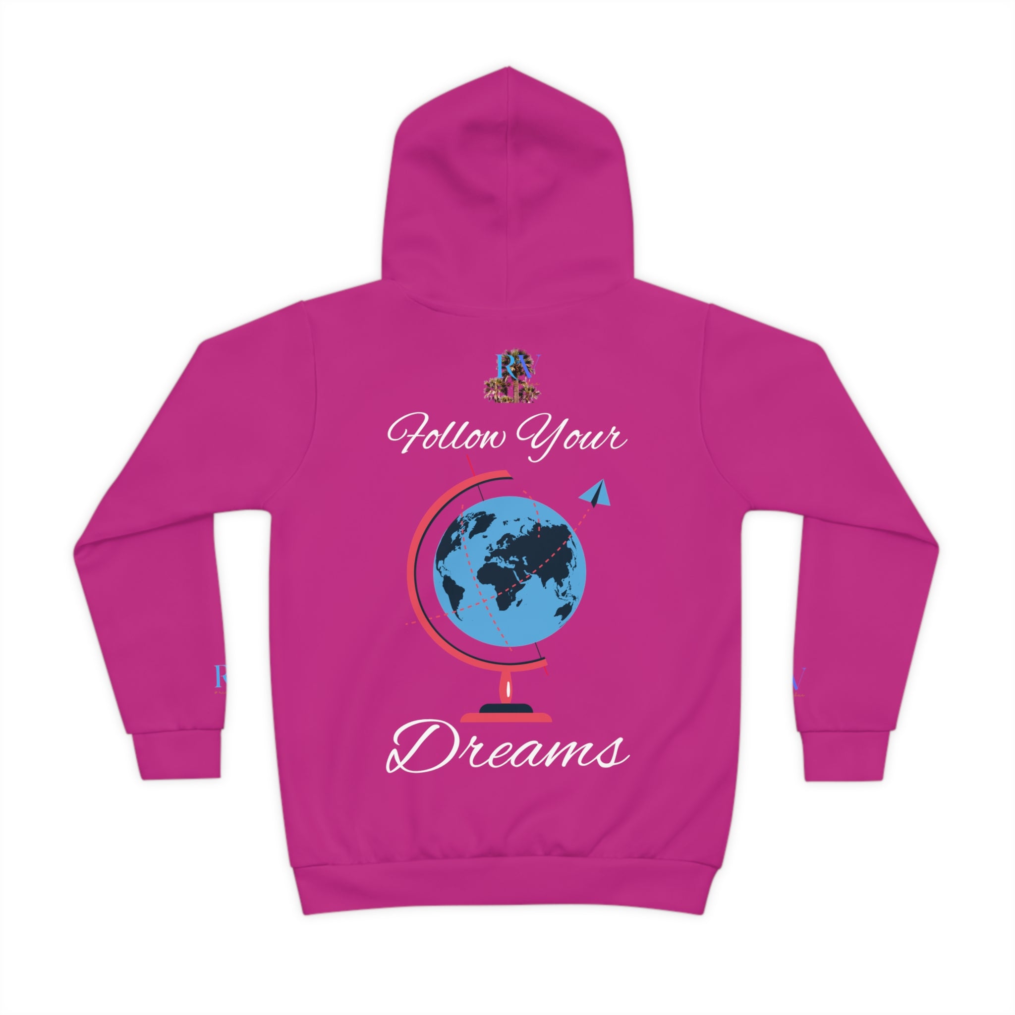 Rich Vibes Follow Your Dreams RV Color Palm Tree Pink-  Children's Hoodie (AOP)